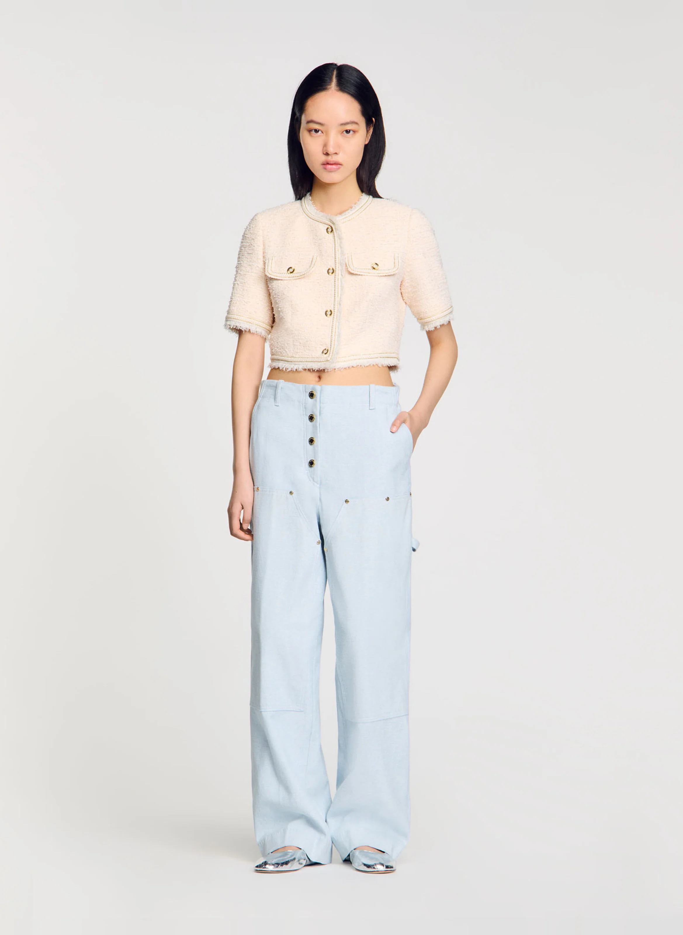 Top court col rond | Blanc