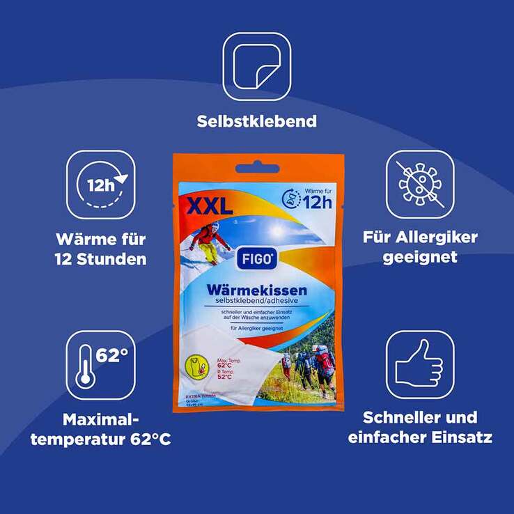 Figo Wärmekissen 12 h selbstklebend XXL Vorteilsp., 5 St