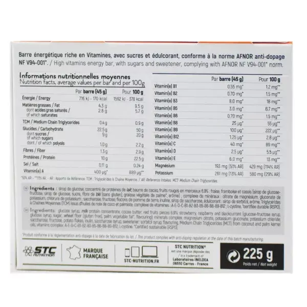 Barra STC VO2 Max Sabor Frutas Vermelhas - 5 Unidades