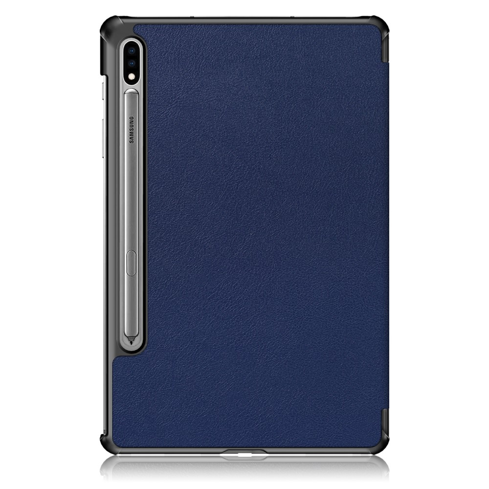 Samsung Galaxy Tab S8 / Tab S7 Leder Tasche Smart Case Hülle   S-Pen Halterung - Dunkelblau / Schwarz