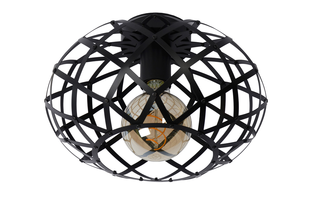 Lucide Wolfram plafondlamp 30cm 1x E27 zwart