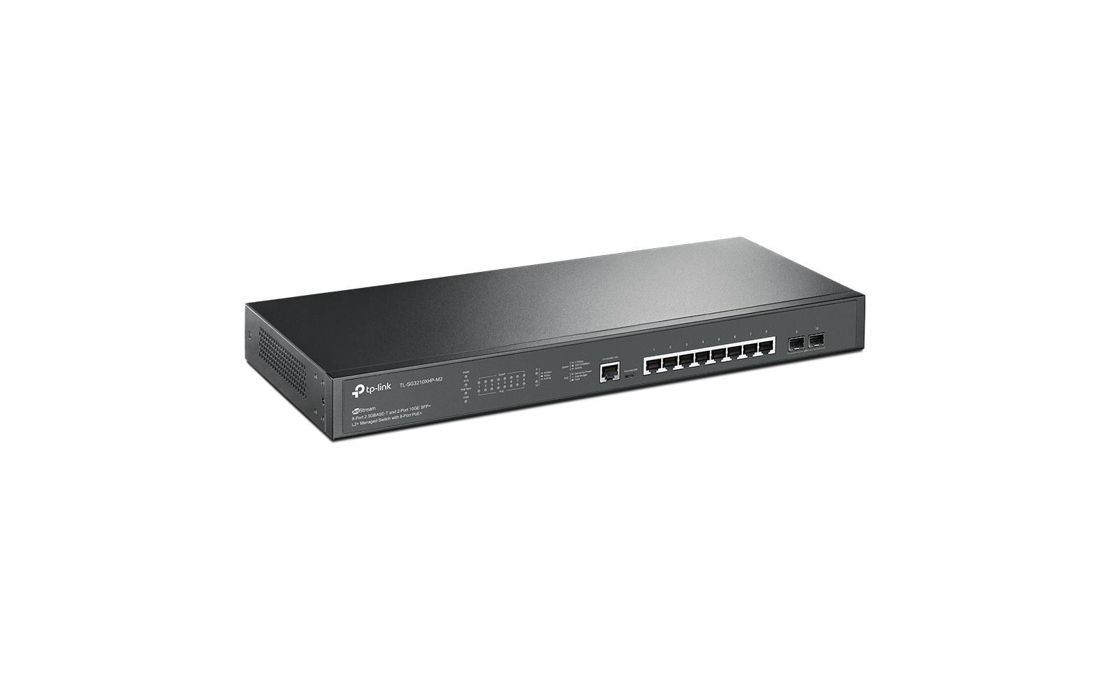 PoE+ Switch 8 x 2.5G + 2 x 10G SG3210XHP-M2 10 Port<br>Omada 8-Port 2.5 GBASE-T und 2-Port 10GE SFP+ L2+ Managed Switch with 8-Port PoE+