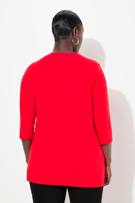 Shirt, tiefer Rundhalsausschnitt, 3/4 Arm