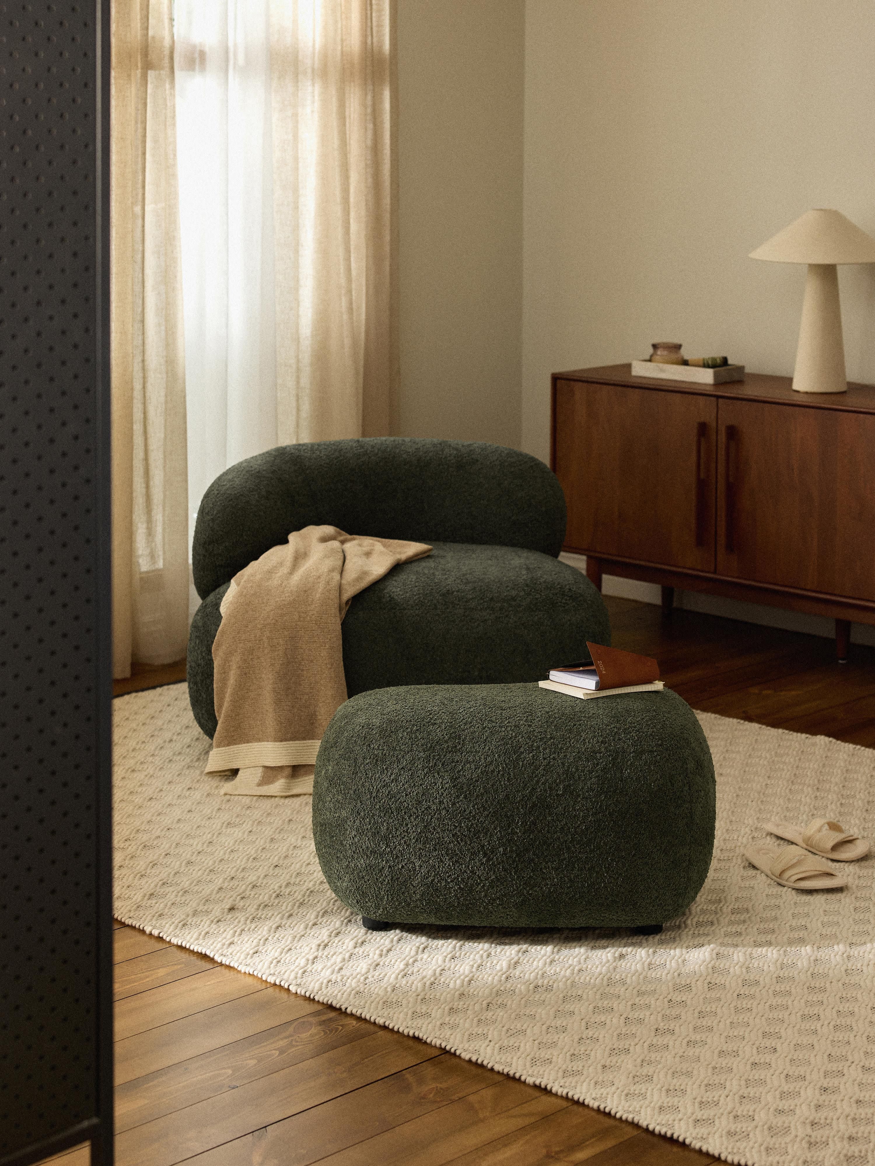 Loungefauteuil Alba uit teddy bouclé