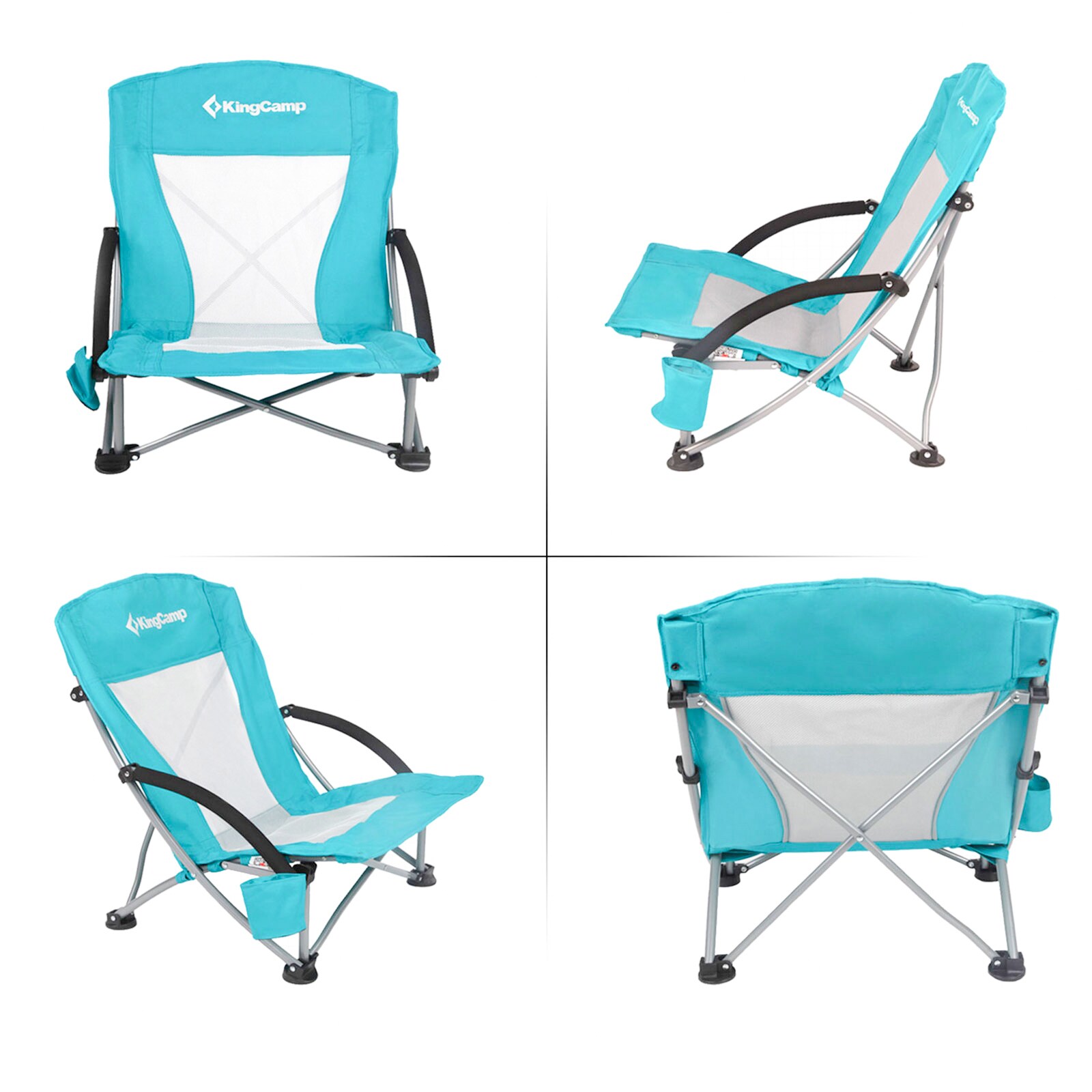 KINGCAMP Strand Liege Stuhl Camping Klapp Falt Sessel Niedrig Garten Stahl 136kg Farbe: Royal Blue