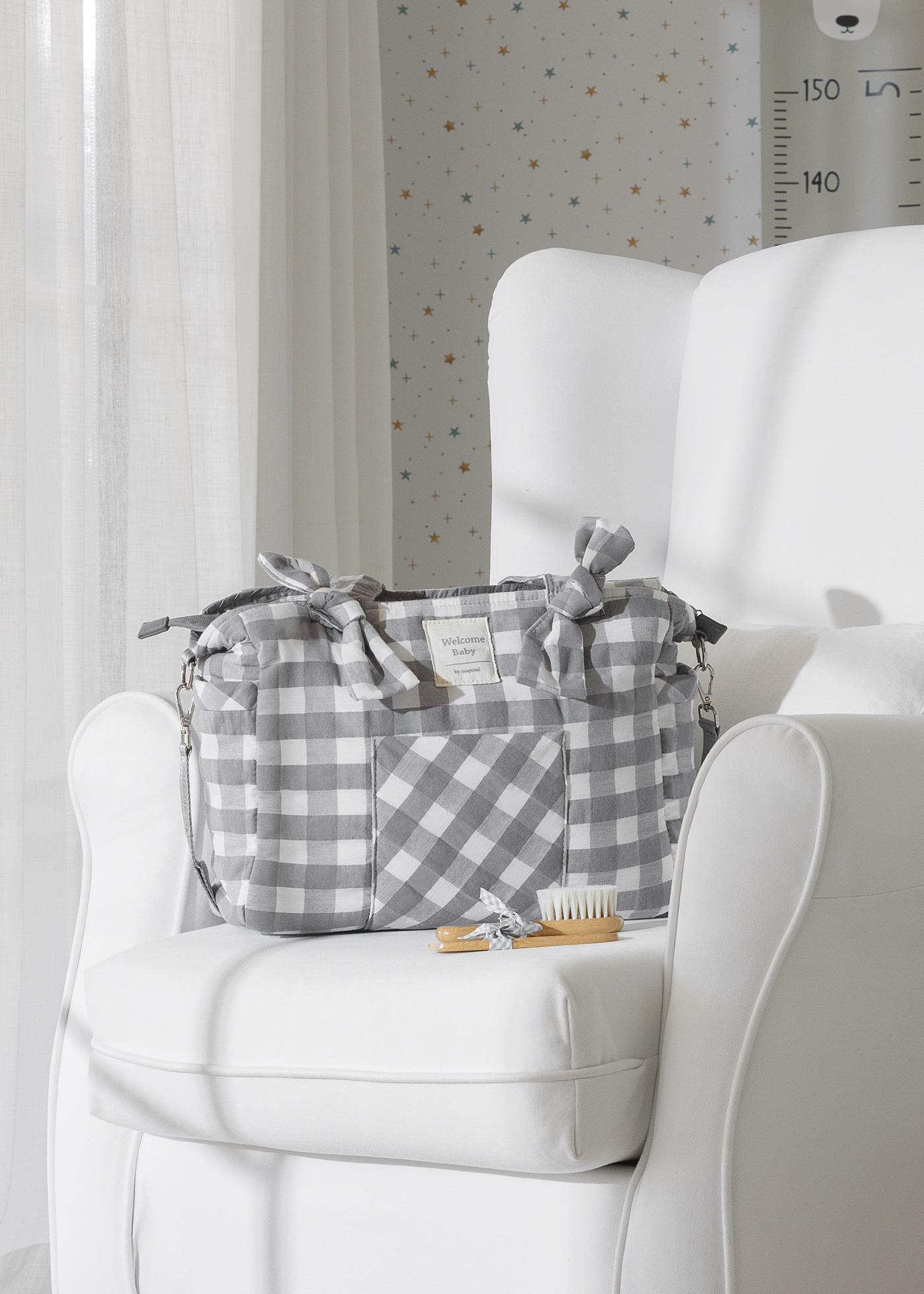 bolsa de bebê xadrez vichy