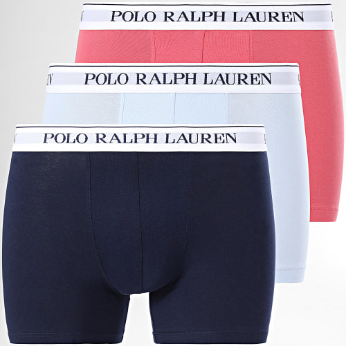 Lot De 3 Boxers Bleu Marine Bleu Clair Rose
