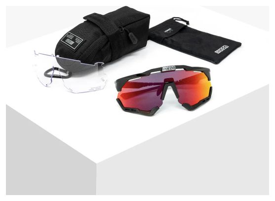 Lunettes SCICON Aeroshade XL Noir Brillant / Rouge Miroir