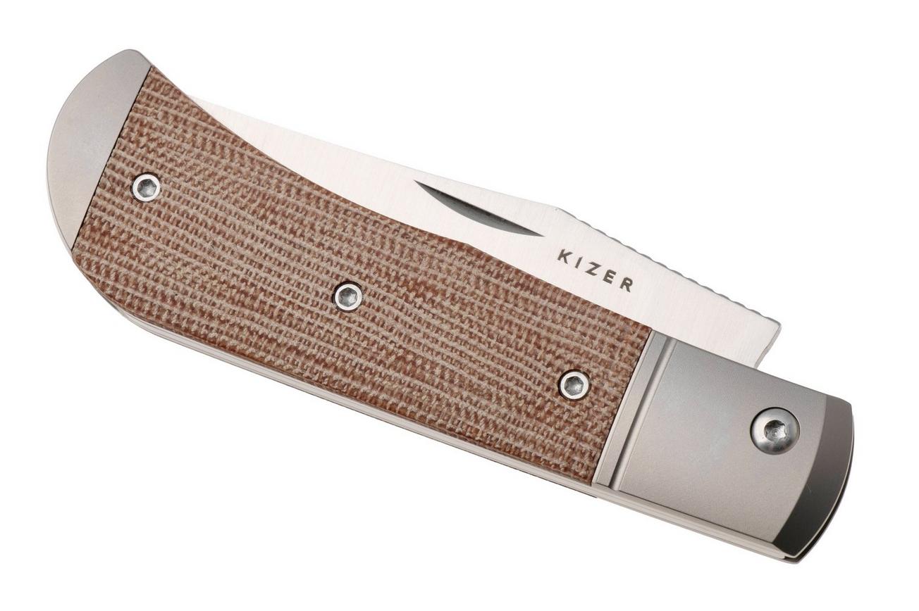Kizer Vanguard Trestle V3761A1 Satin 14C28N, Titanium Micarta Inlay, zakmes, Azo design
