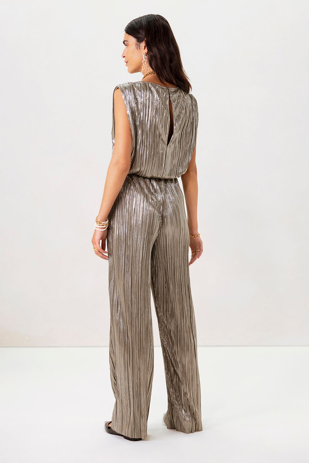 Lichtgroene plissé jumpsuit