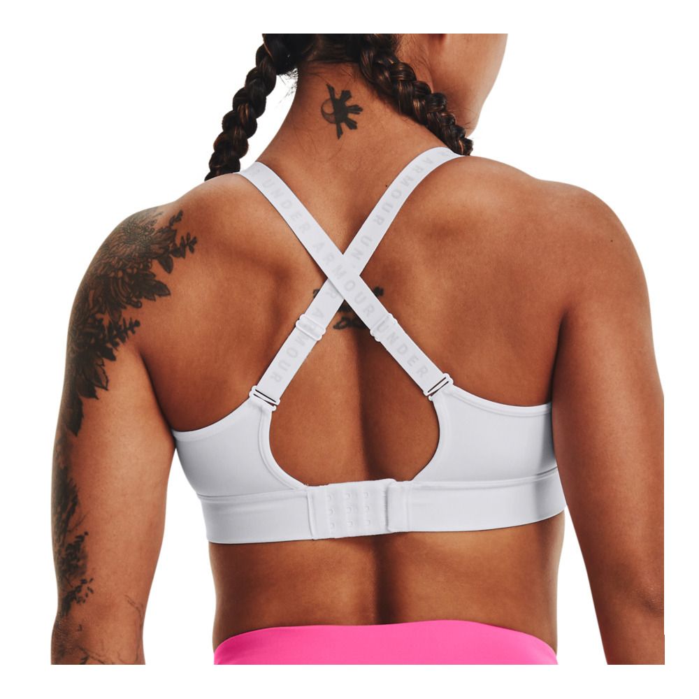 Under Armour UA INFINITY MID COVERED - Brassière Femme white/white/halo gray