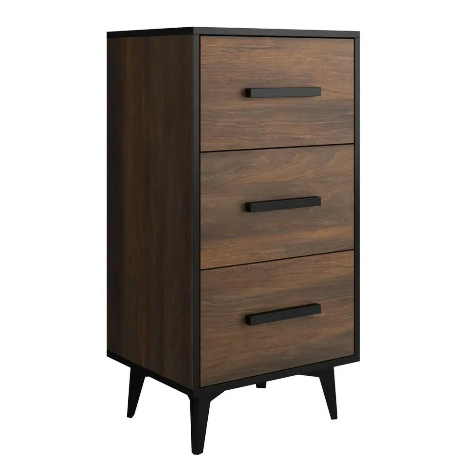 Meubella - Ladekast Frey - Donker eiken - Zwart - 47 cm