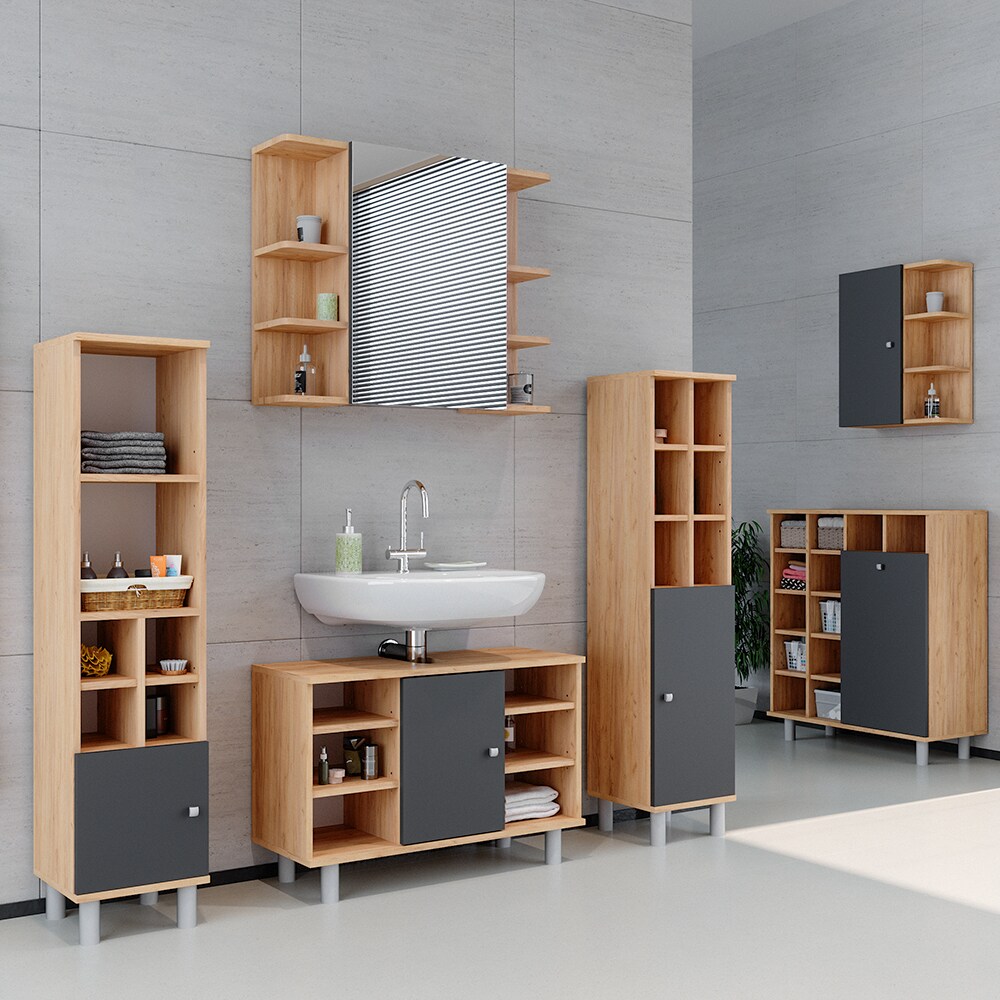 Vicco Badmöbel Set Fynn Spiegelschrank Waschbeckenunterschrank Hochschrank Bad