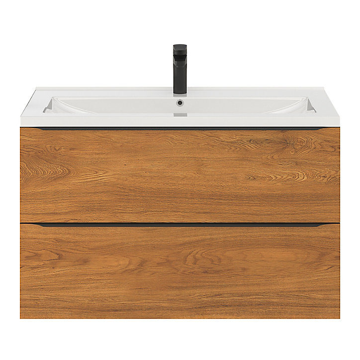 Meuble sous vasque à suspendre GoodHome Imandra décor noyer L. 100 x H. 60 x P. 45 cm
