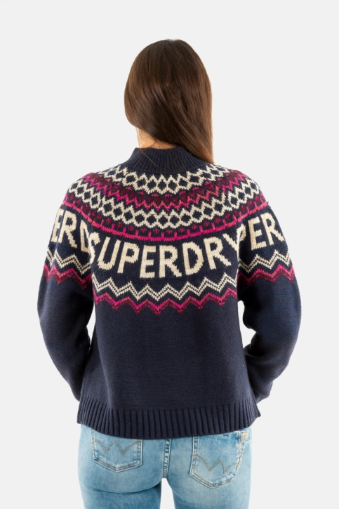 Pull hiver superdry fairisle b9r island navy multi