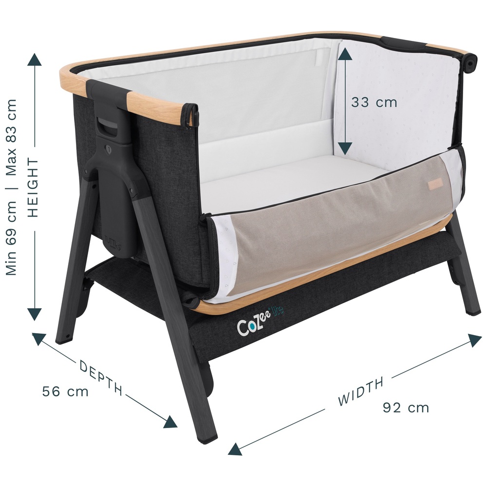 Tutti Bambini CoZee Lite Nachtbett, Dunkelgrau und Eiche