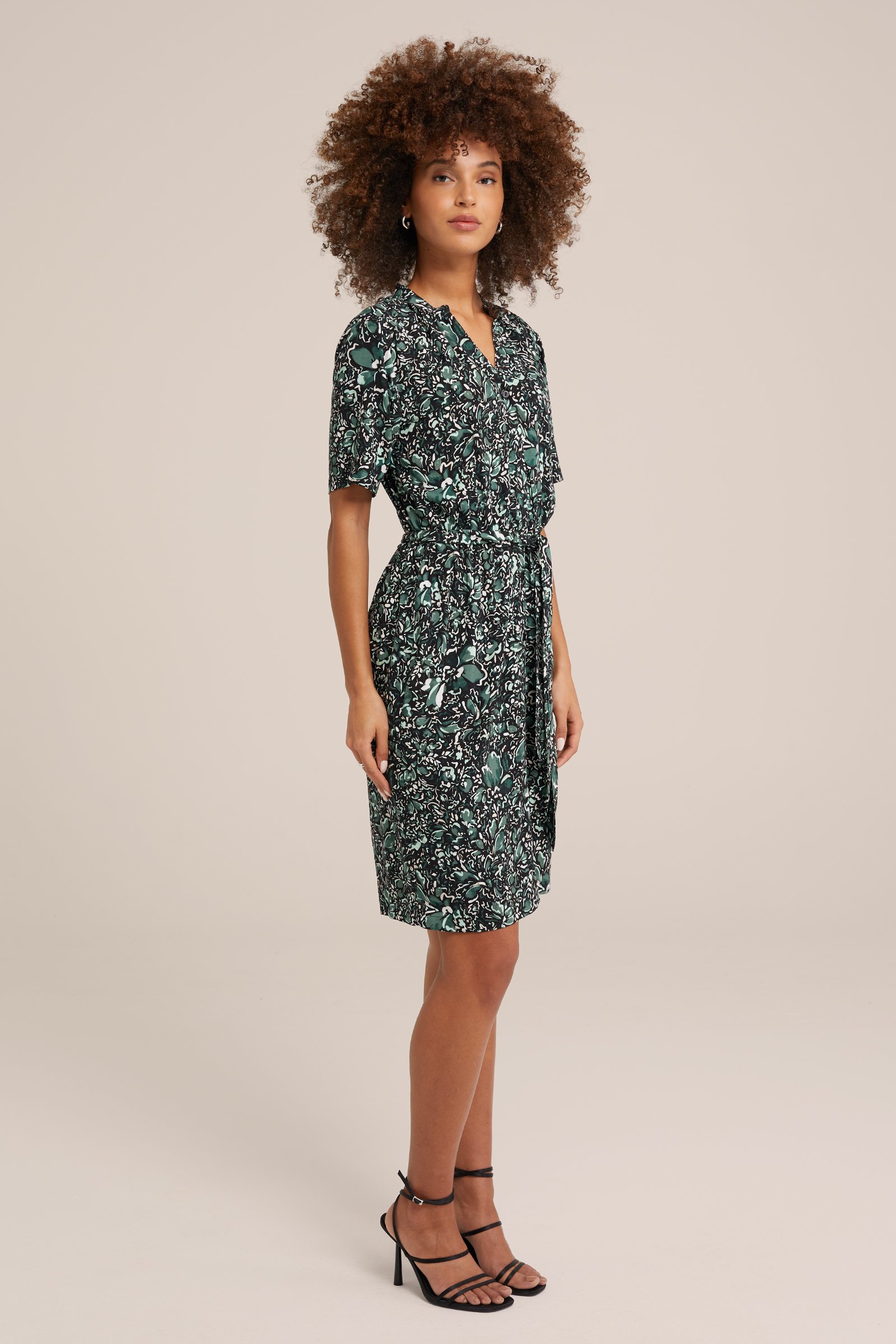 jurk met dessin WE Fashion Donkergroen