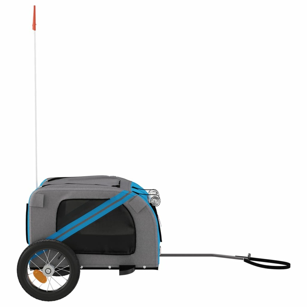 Remorque de vélo pour animaux de compagnie bleu et gris