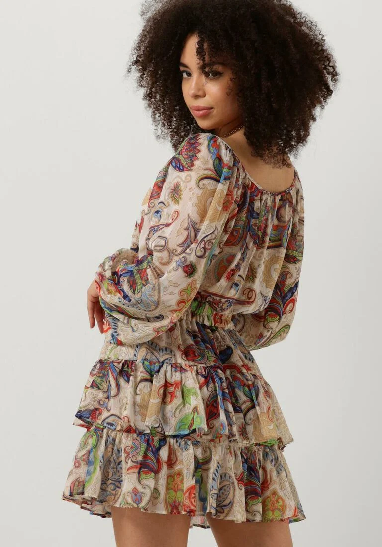 ACCESS multi access mini jurk mini paisley dress with ruffles