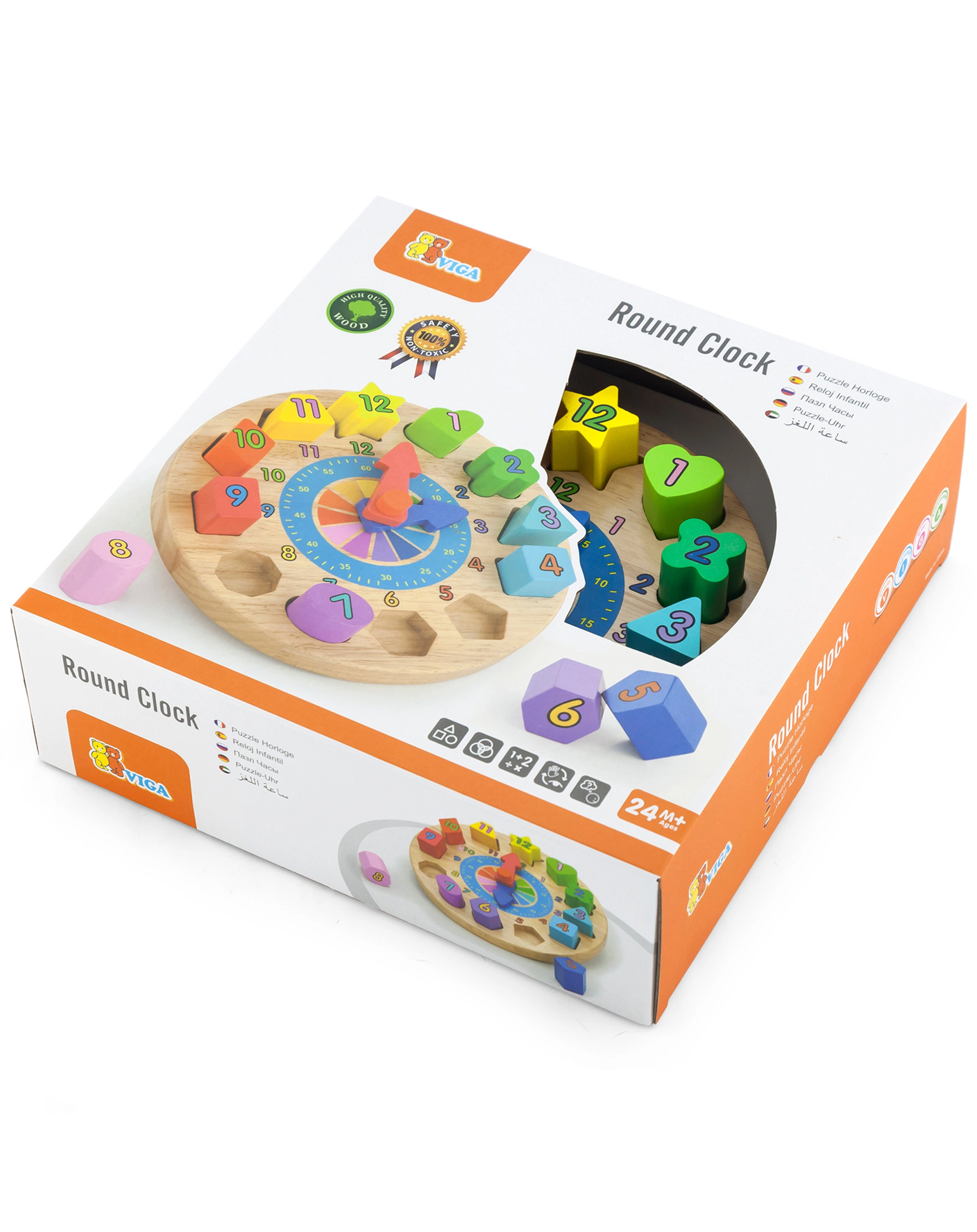 Holzpuzzle UHR 12-teilig in bunt