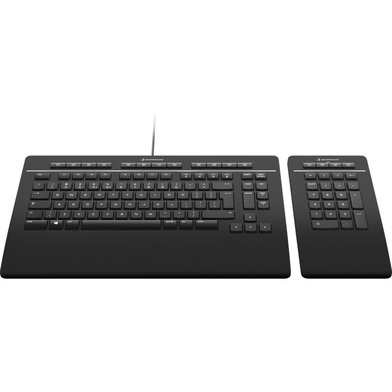 3Dconnexion Keyboard Pro with Numpad clavier Bureau USB + RF Wireless + Bluetooth AZERTY Français Noir