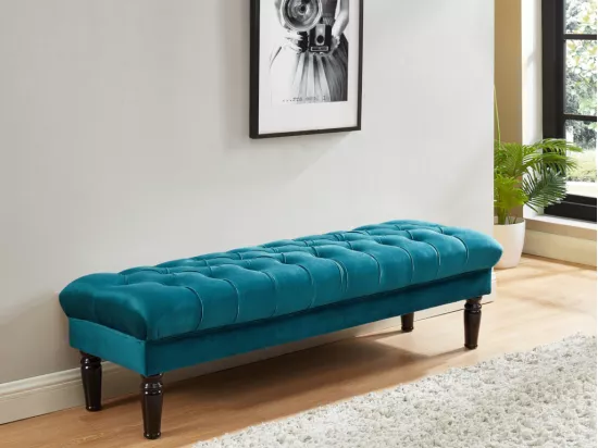 Banc RINALDO - Velours bleu canard