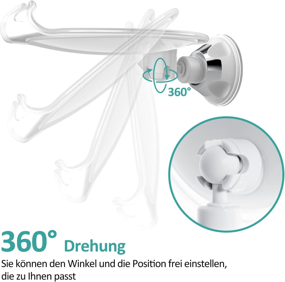 EMKE LED cosmeticaspiegel met 7x vergroting en scheermeshouder, verlichte make-upspiegel, douchespiegel met zuignapbevestiging, wit, 175 mm