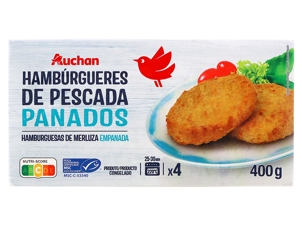 HAMBURGUERES DE PESCADA AUCHAN PANADOS MSC 4UN 400G