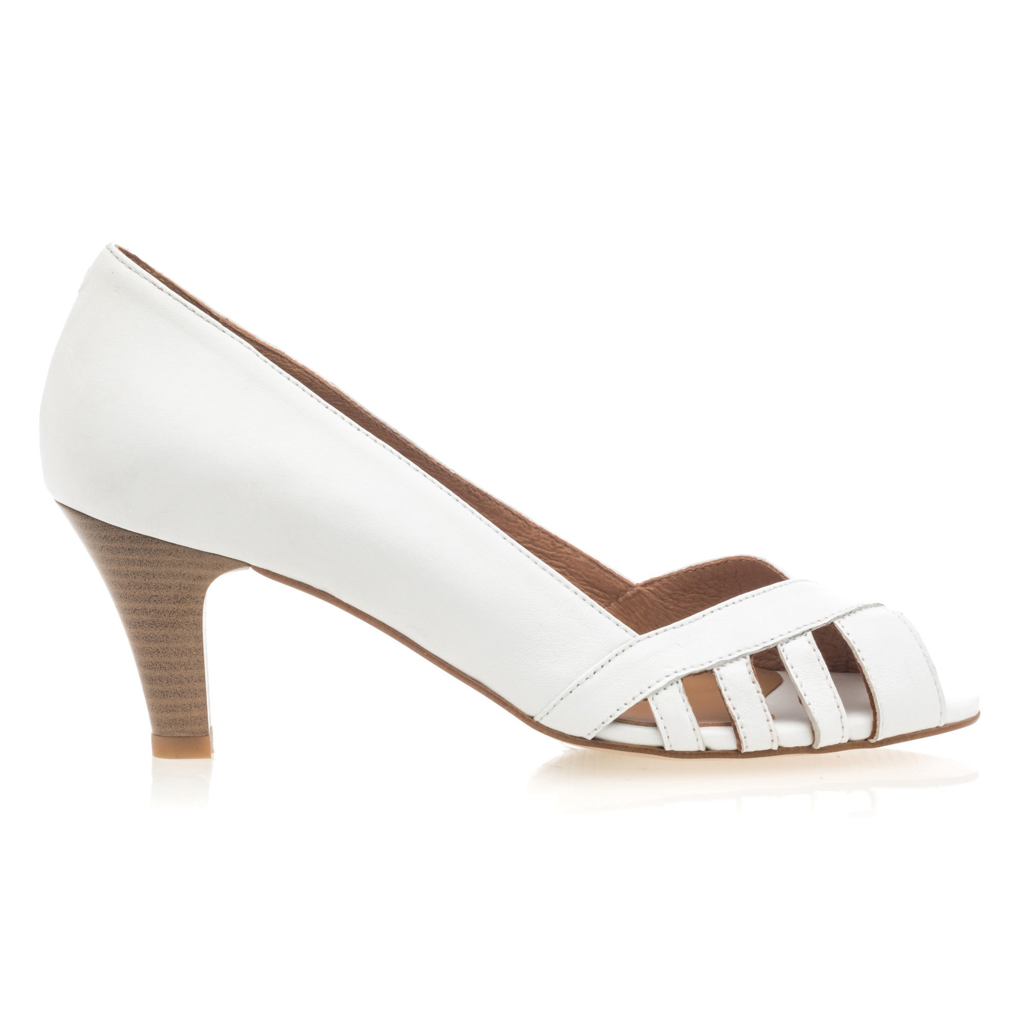 Nu-pieds à talon Femme en cuir blanc