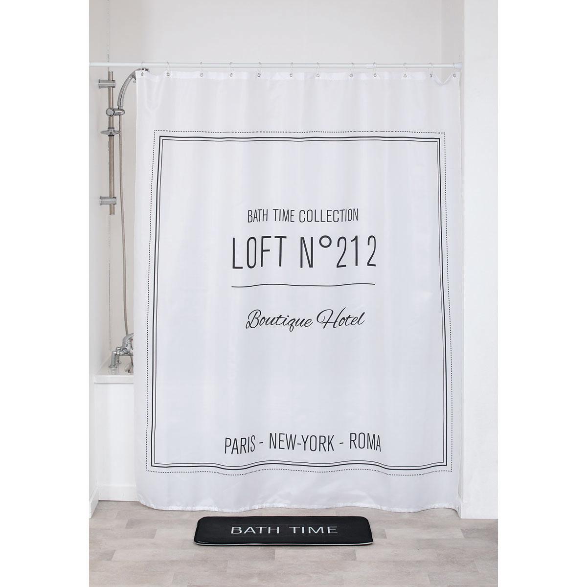 RIDEAU DE DOUCHE POLYESTER 180X200CM NEO RETRO BLANC
