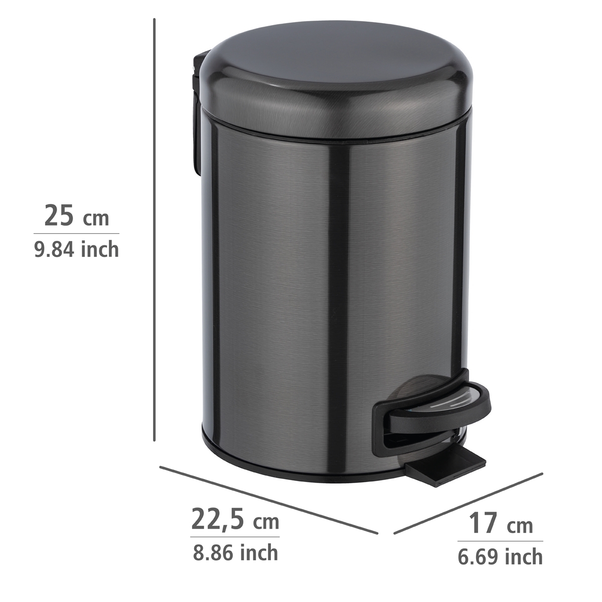 Wenko Leman afvalemmer 3 liter RVS zwart