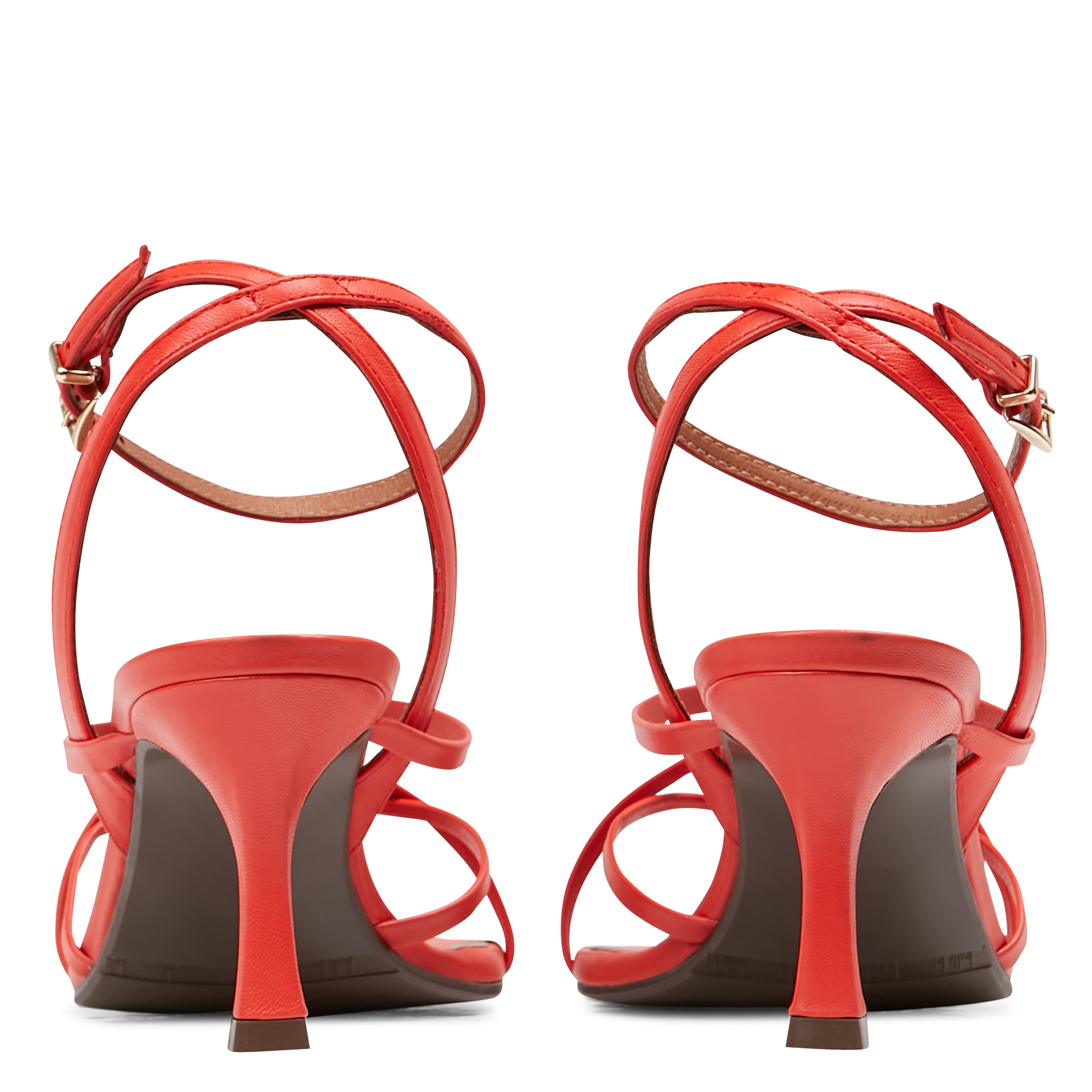 Sandales à talon en cuir| Rouge