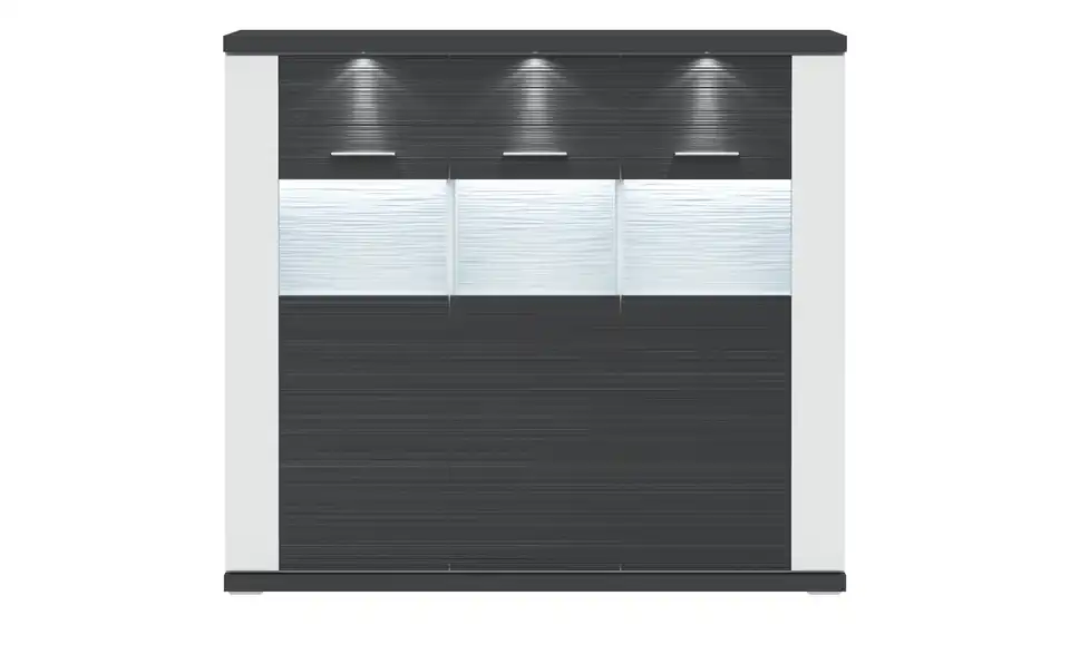 Highboard  Toulon Weiß, Graphit Spot- und Nischenbeleuchtung
