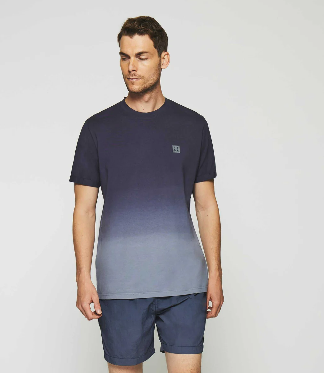 T-shirt à manches courtes dégradé dip dye marine GUYTO