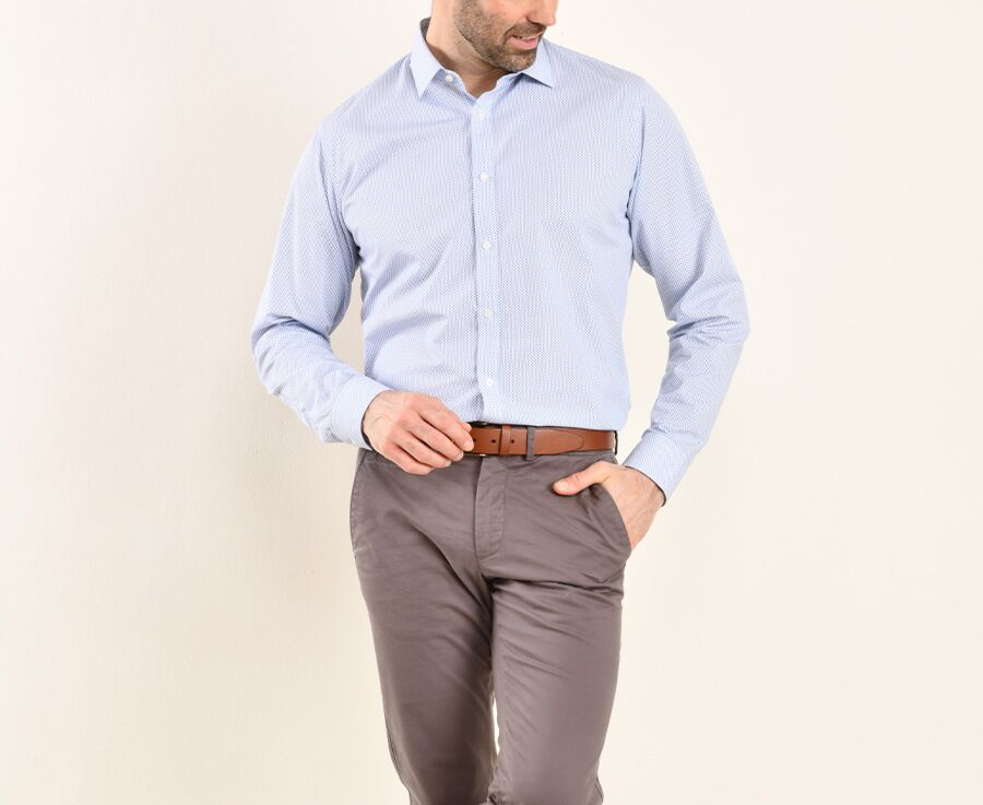 Chemise coton blanche imprimée poissons bleus - SIMION