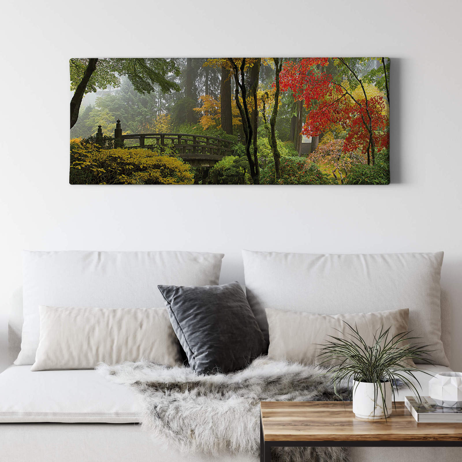 Leinwandbild JAPANISCHER GARTEN - grün - 100x40 cm