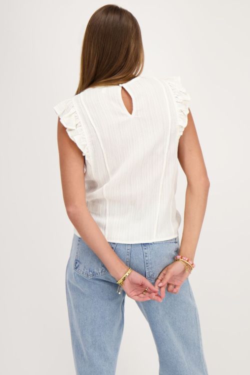 Witte crinkle top met ruffle