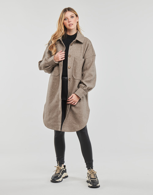 Only - ONLTRILLION L/S OVRS SHACKET PNT NOOS - Marron