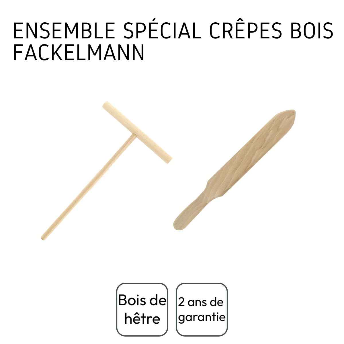 Ensemble de 2 ustensiles en bois pour crêpes Wood Edition Fackelmann