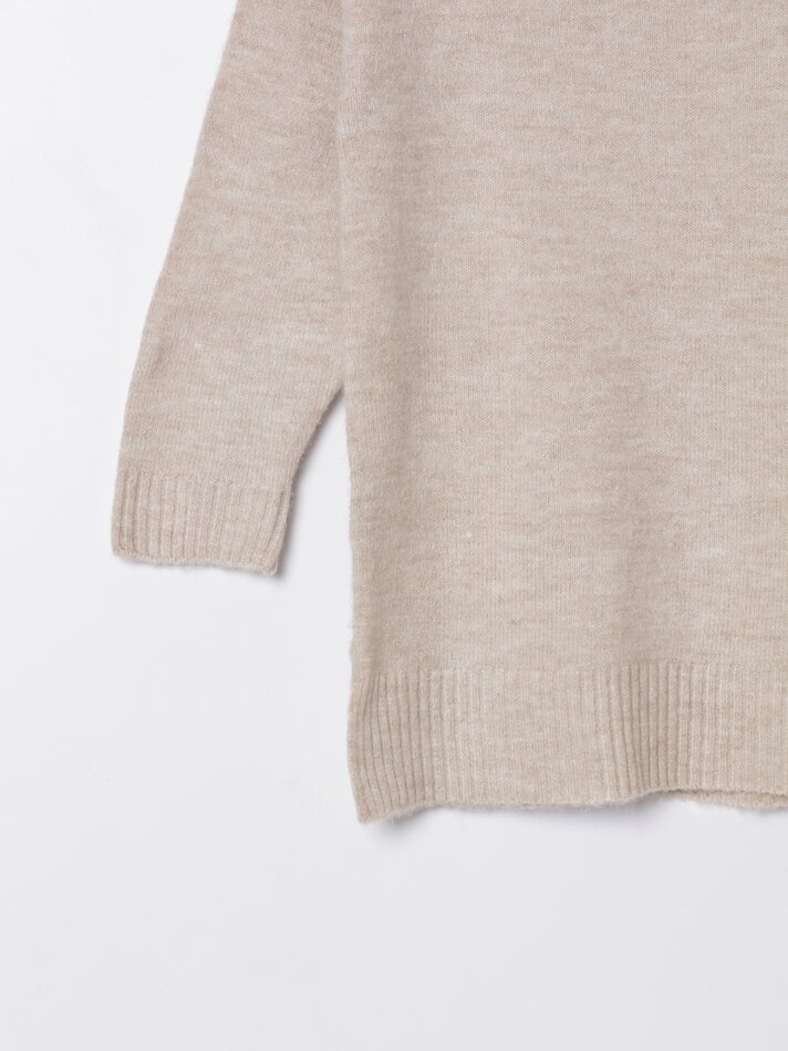 Vestido de malha com gola alta - Vigoré Sand
