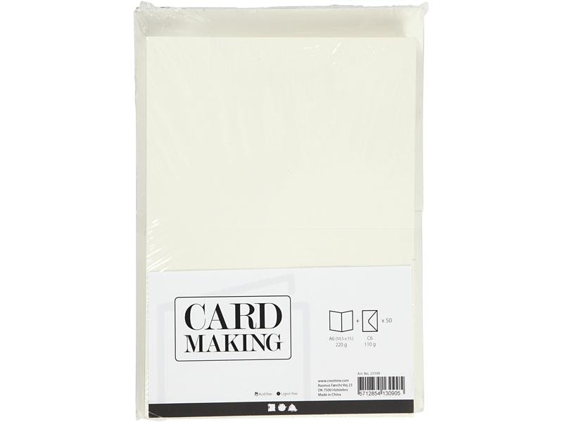 Creativ Company Blankokarte und Couvert 10.5 x 15 cm, 50 St Postkarten mit Umschlag für jeden Anlass