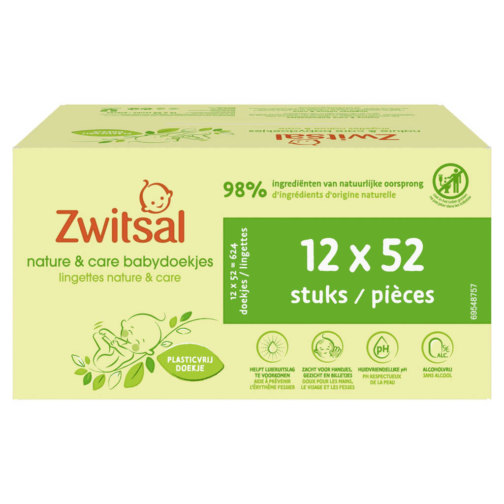 Nature & Care billendoekjes - 12 x 52 stuks