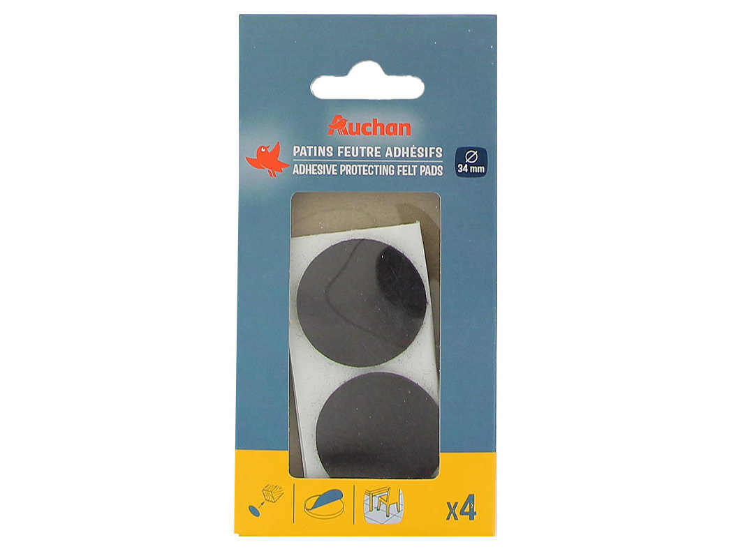 FELTROS PROTECTORES AUCHAN CASTANHOS ADESIVOS 4 PEÇAS 34MM