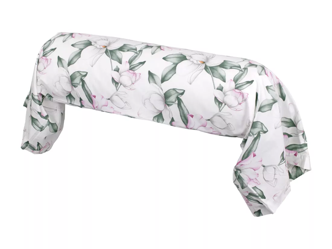 Taie de traversin 200x43 cm percale coton MAGNOLIA vert sauge