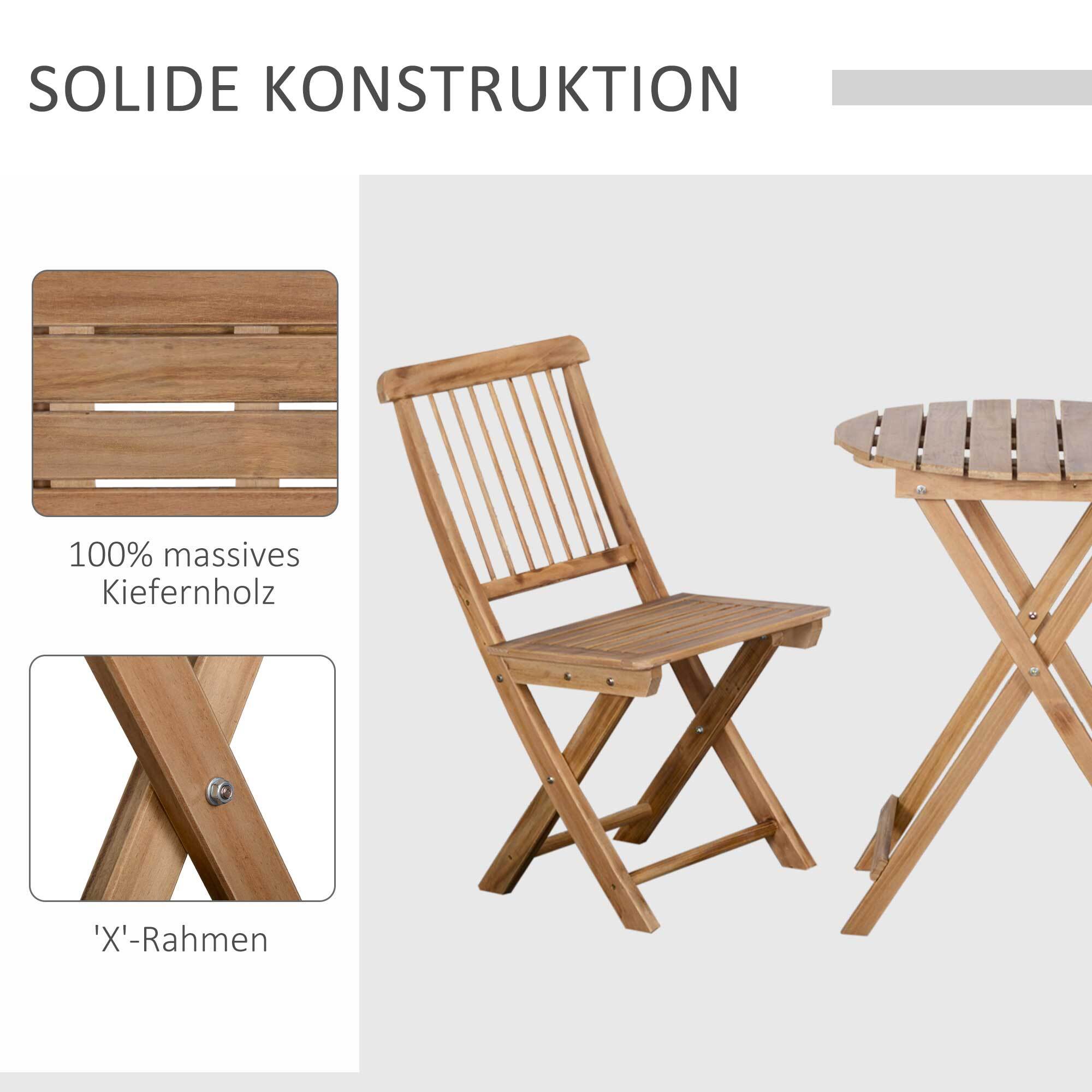 Outsunny Gartenmöbel-Set mit Klappfunktion natur 60L x 60B x 74H cm