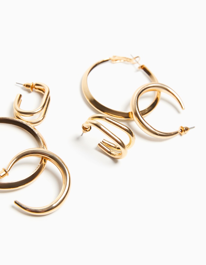 Conjunto com 3 pares de brincos de argola