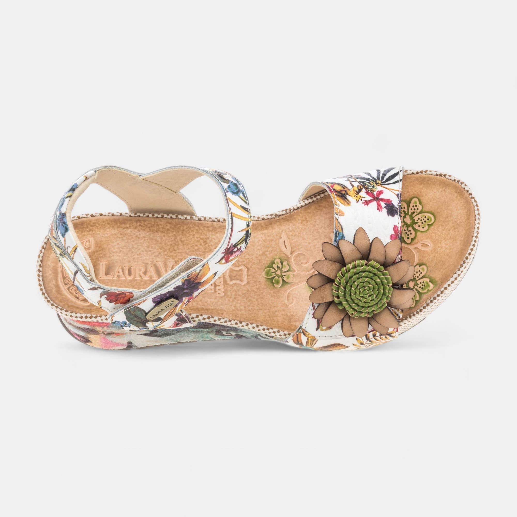 Sandales à talon compensé Femme en cuir beige
