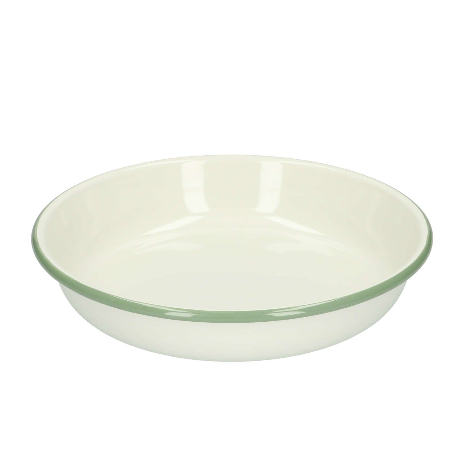 Bord pasta, emaille, groengrijs/wit, Ø 23 cm