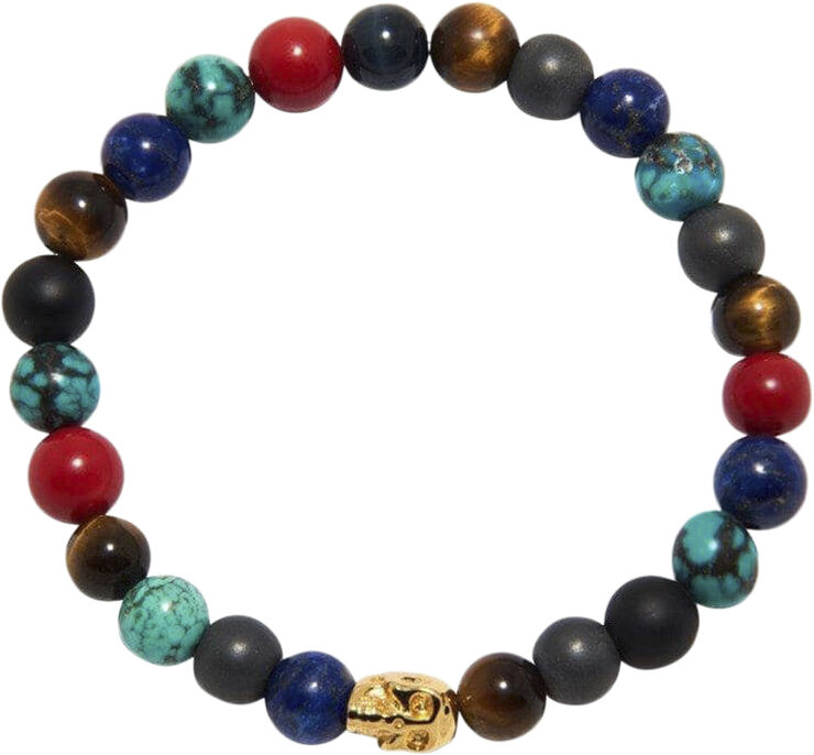 Nialaya Men's Beaded Bracelet with Bali Turquoise Multi