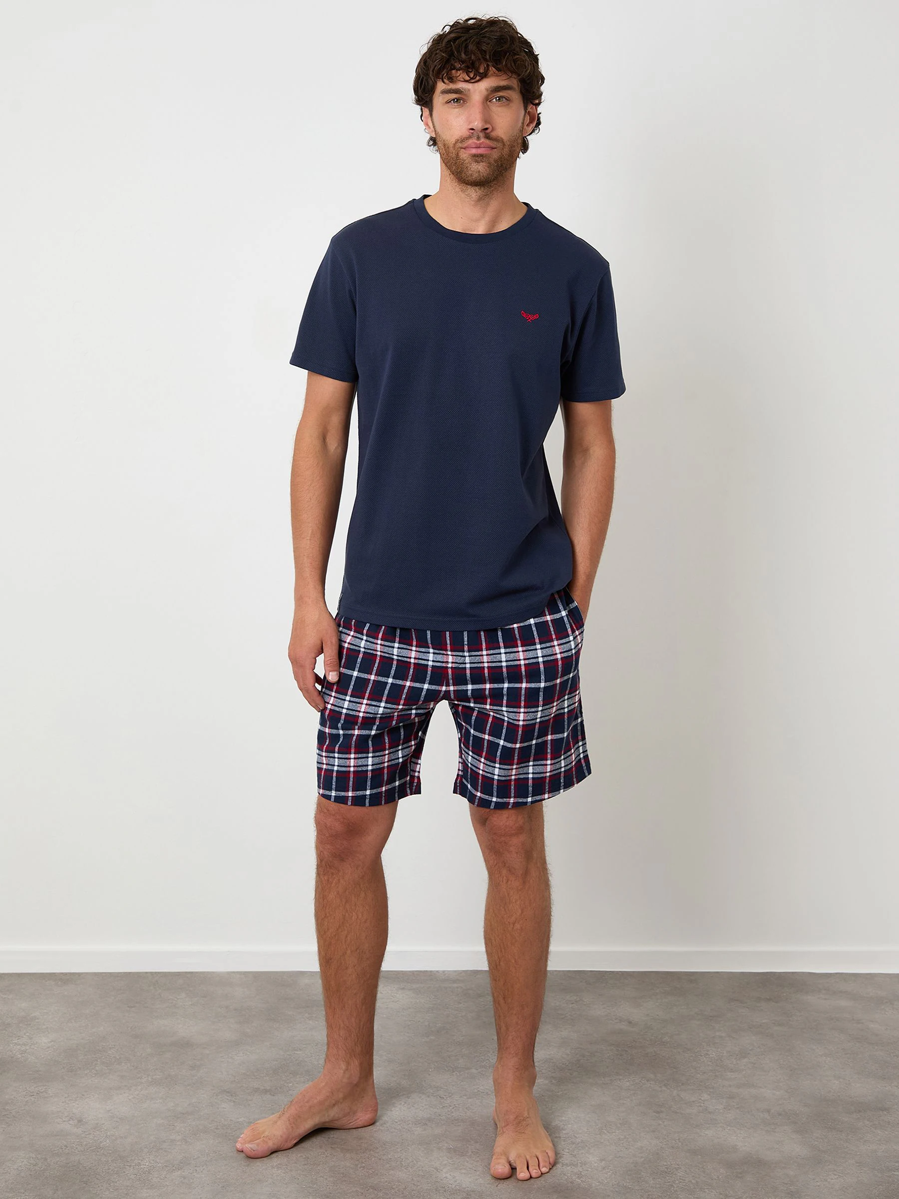 Threadbare Textured Check Shortie Pyjamas Set 2 Pack